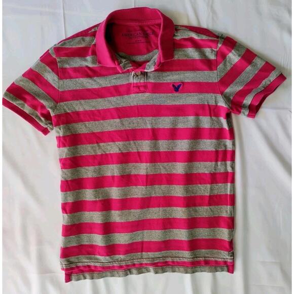 American Eagle Outfitters Polo Shirt Men's Size Medium Striped Athletic Fit - Picture 1 of 4